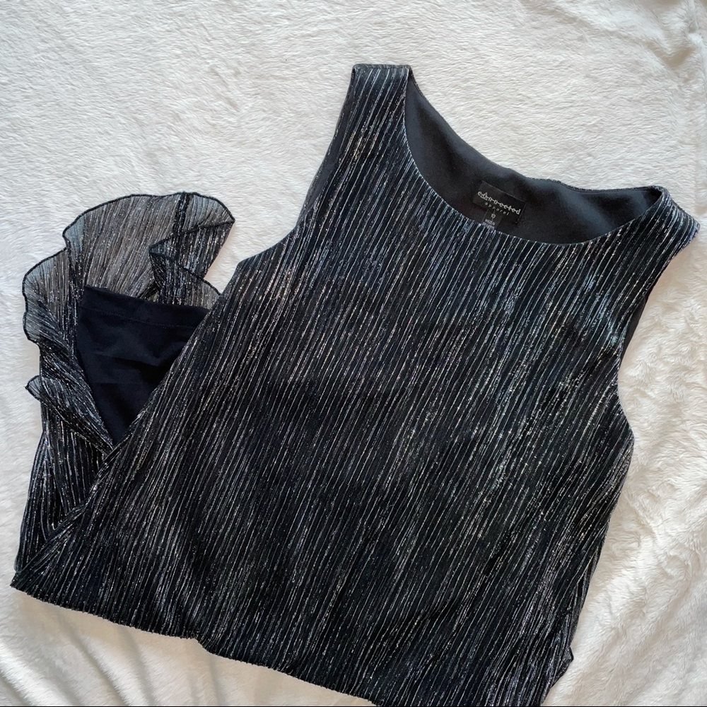 Connected Apparal Striped Black/Silver Dress